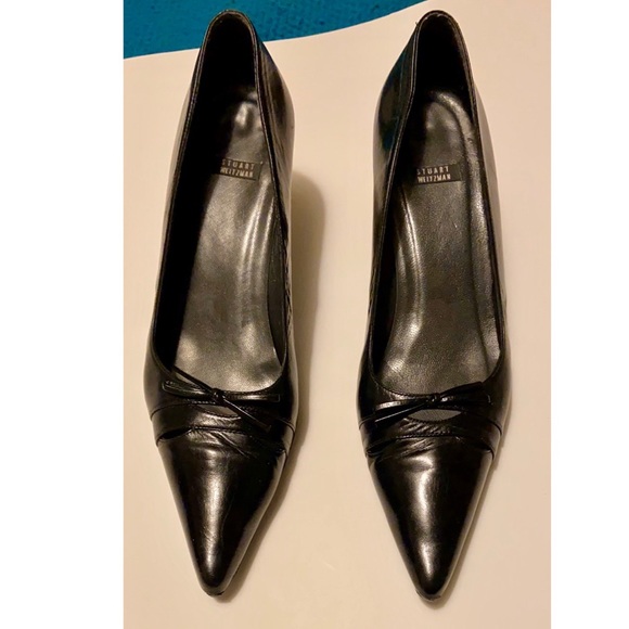 Stuart Weitzman Black Kitten Heel w/ Bow Detail - Picture 2 of 7